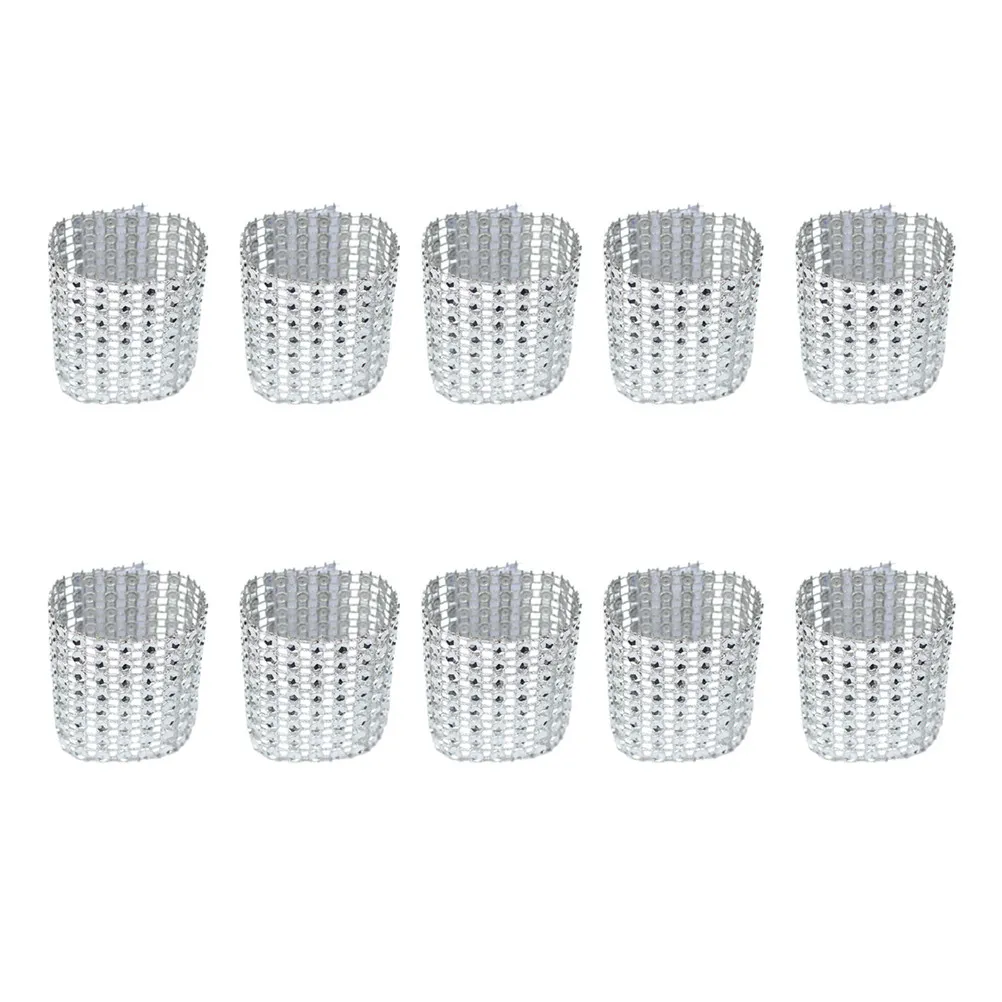 40Pcs Elegant Napkin Rings 8 Row Simulated Diamonds Luxury Party Napkin Buckle Wedding Birthday Home Decoration