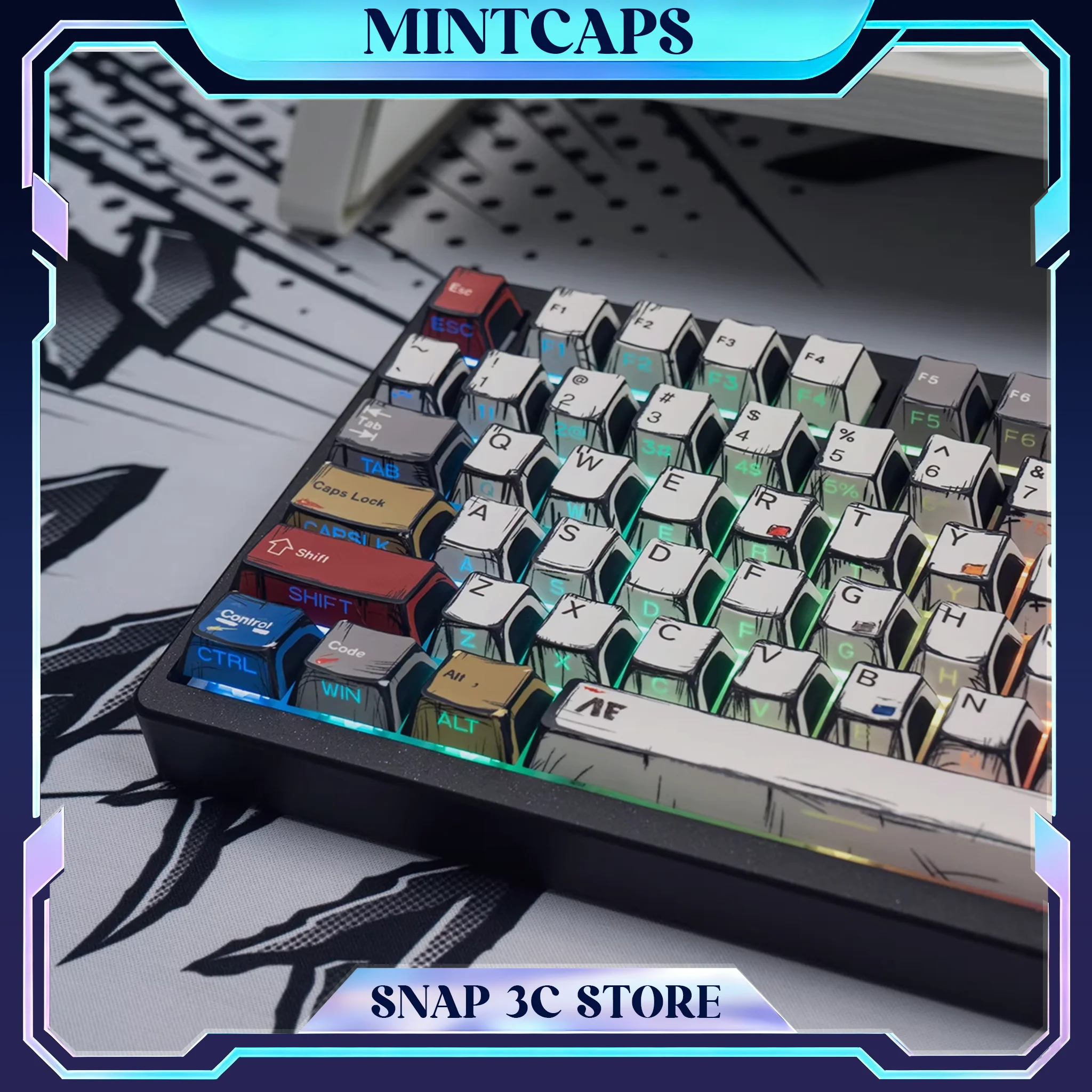 

Manga Anime PBT Keycaps Side-Lit Dye-Sublimation Cherry Profile Full Set Side-Transparent Custom Keycaps Mechanical Keyboard