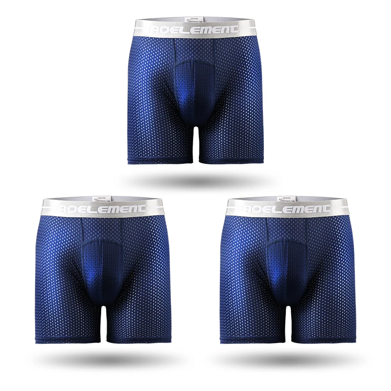 

3Pcs Men's Extra Long Sports Underwear Boxer Shorts Running Anti-Chafing Large Size Ice Silk Loose Fit Big Guy Boxer Briefs
