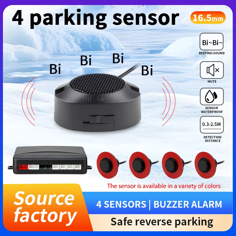 16.5mm 4 Parking Sensor Car Reverse Radar Sound Silent Mode Waterproof 12V Safe Parking Assist For Car Truck Van RV
