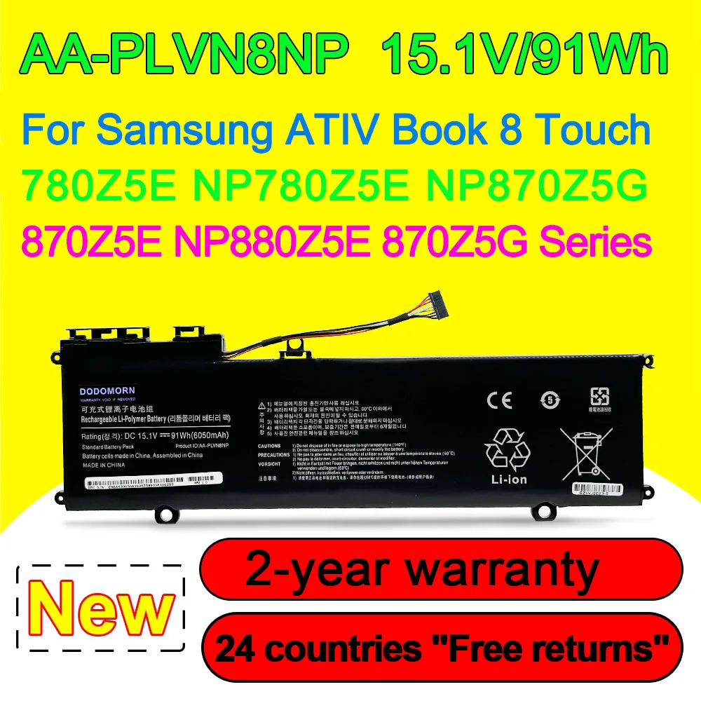 

Аккумулятор для ноутбука Samsung ATIV Book 8 Touch 780Z5E NP780Z5E NP870Z5G 870Z5E 870Z5G NP880Z5E Series AA-PLVN8NP 15,1 V 91Wh