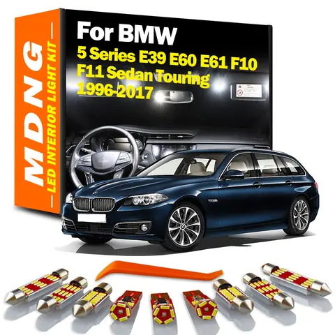 MDNG BMW 5 시리즈 E39 E60 E61 F10 F11 세단 투어링 LED 인테리어 돔지도 도어 트렁크 라이트 키트 Canbus 자동차 전구 액세서리