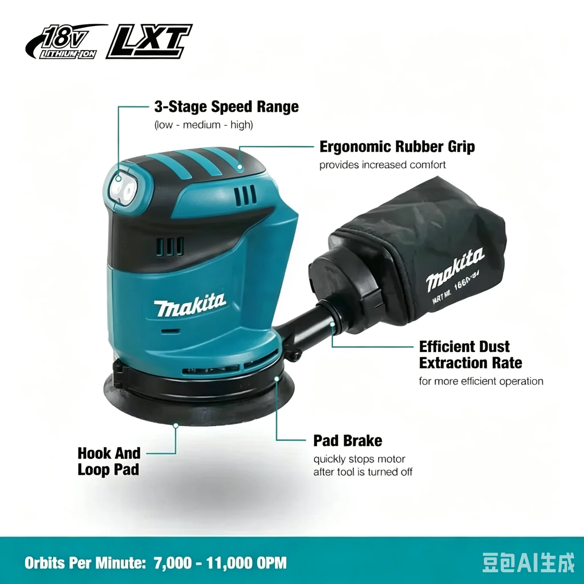 makita-dbo180z-18v-brushless-cordless-125mm-disc-sander-random-orbital-woodworking-sanding-putty-polishing-bare-tool-2026-model