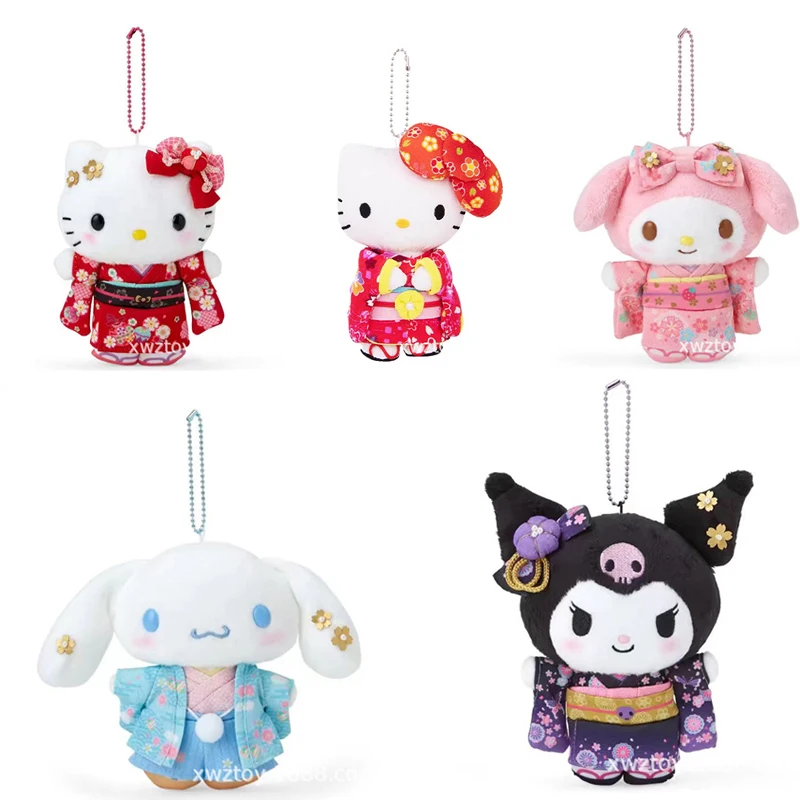 

Кимоно Hello Kitty, плюшевая кукла, кулон, брелок, мультяшный котенок, кот, плюшевые брелки, сумка, аксессуары, подарки, подвеска для ключей от машины