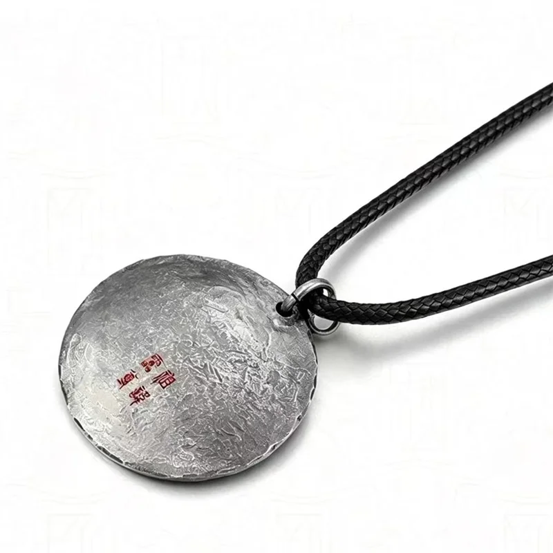 Ethnic Style Taoist Amulet Necklace Men Jewelry Retro Cross Scripture Safety Buckle Pendant Male Choker Accessories