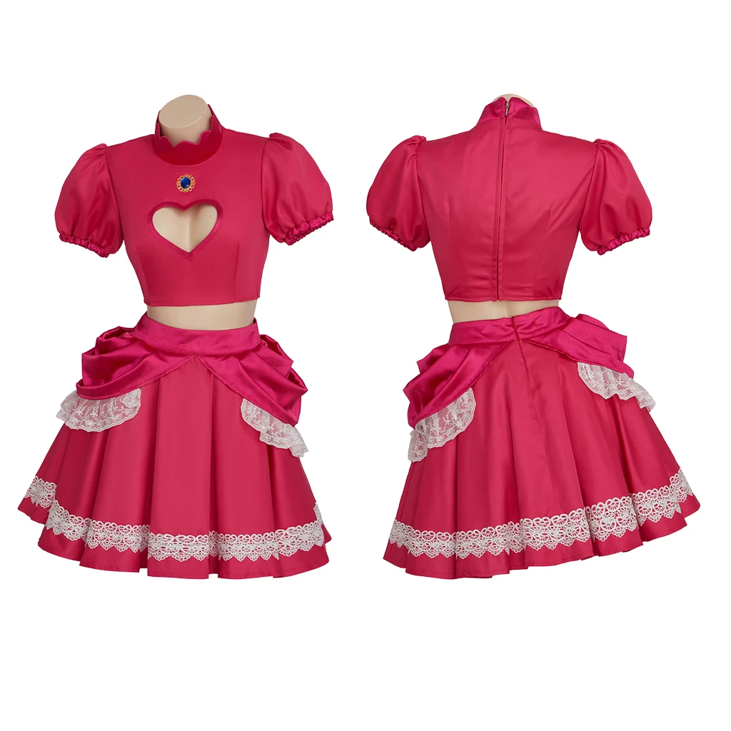 Disfraz de princesa para fiesta de Halloween para mujer, vestido elegante de color rosa para hermanas melocotón, conjunto de faldas y Tops de princesa bonitos para mujer