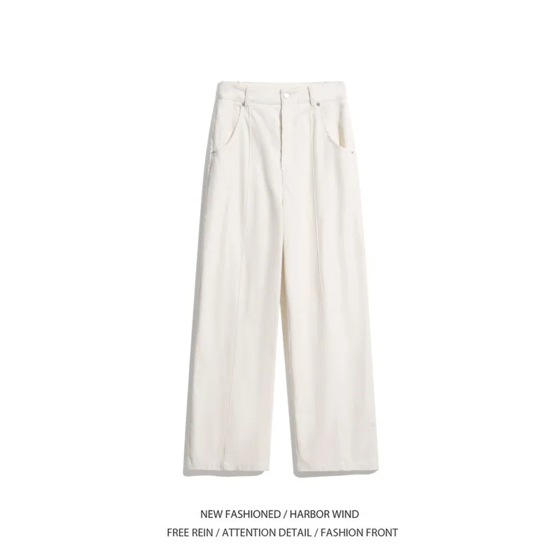 Braune Cordhose Herren Mode Retro Freizeithose Herren Japanische Streetwear Hip-Hop Lose Weite Beinhose Herren Vintage Hose