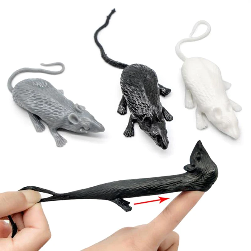 1 PC Novelty Gags & Practical Joke Toys Funny Laugh Rubber Rat Stretchy Flying Finger Black/White/Gray Random Color Trick Toys