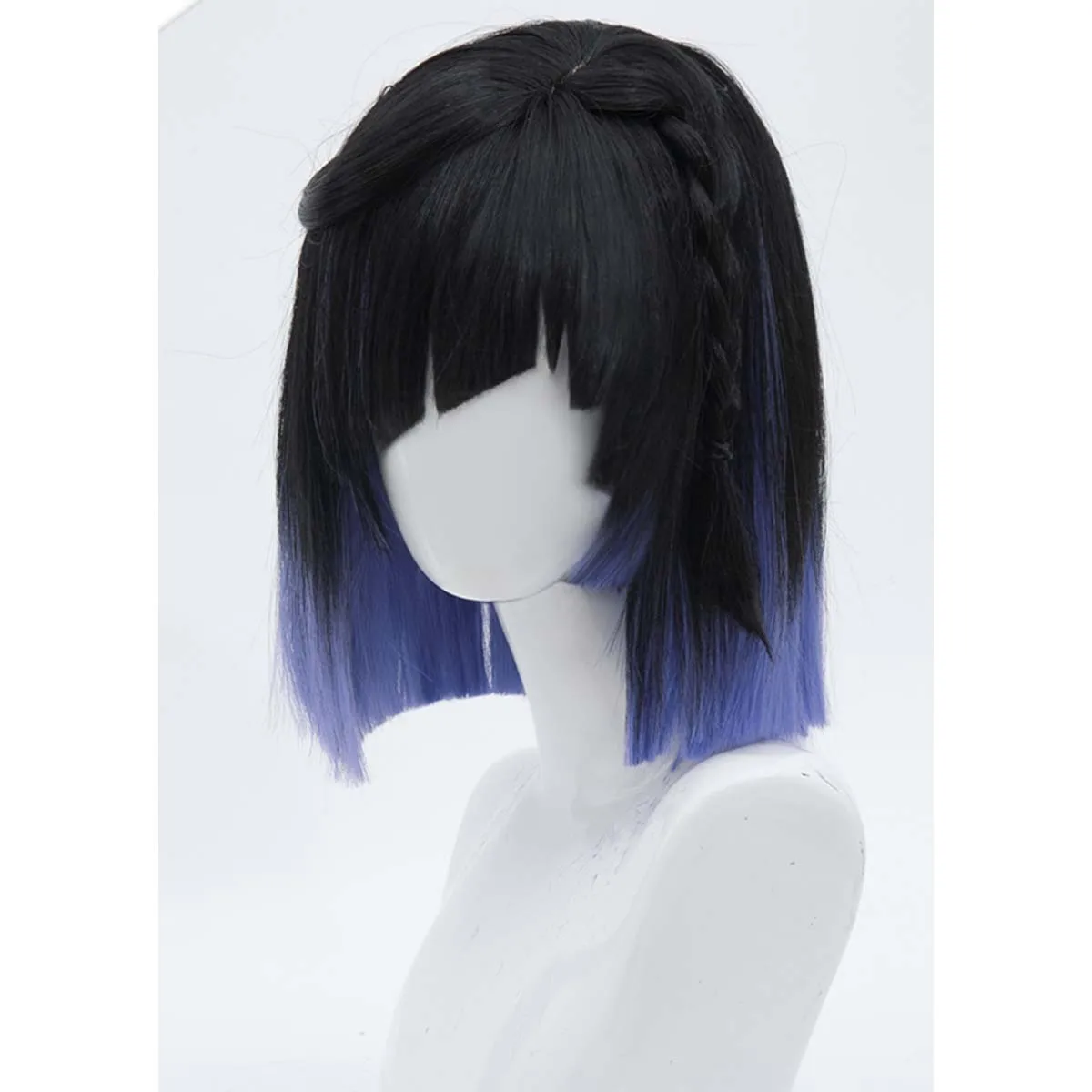 Women Genshin Impact Yelan Short Straight Blue Purple Gradient Wigs