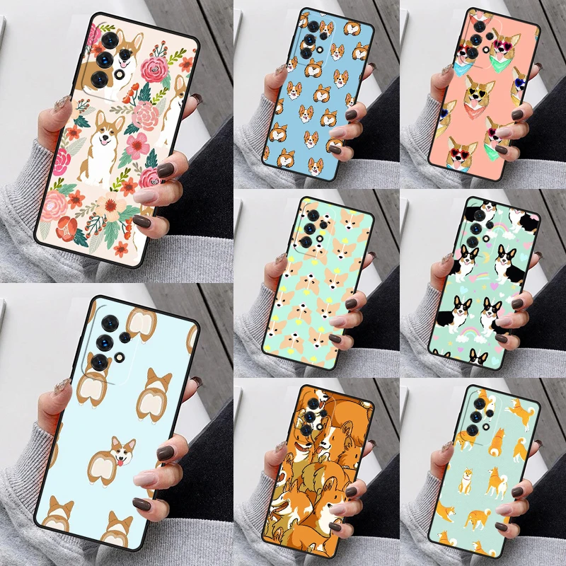Cartoon Welsh Corgi Dog Phone Case For Samsung Galaxy S25 S23 S30 S8 S21 S20 FE S24 S22 Note 10 20 Plus lite Ultra