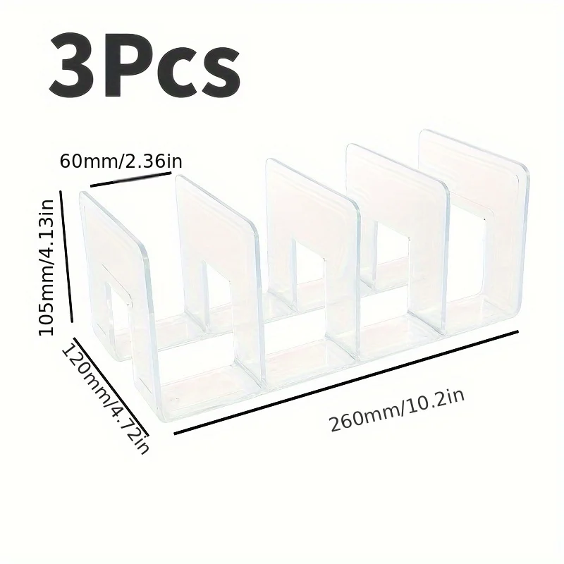 3pcs Thickened Acrylic Book Stand With High Aesthetic Value, Book File Divider, Student Desktop, Textbook Storage, Book Stand