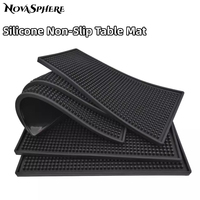 PVC Cup Non-Slip Bar Mat Rubber Drain Waterproof Rectangle Spill Table Mat Safe Silicone Dish Drying Mat for Cafe Home Kitchen