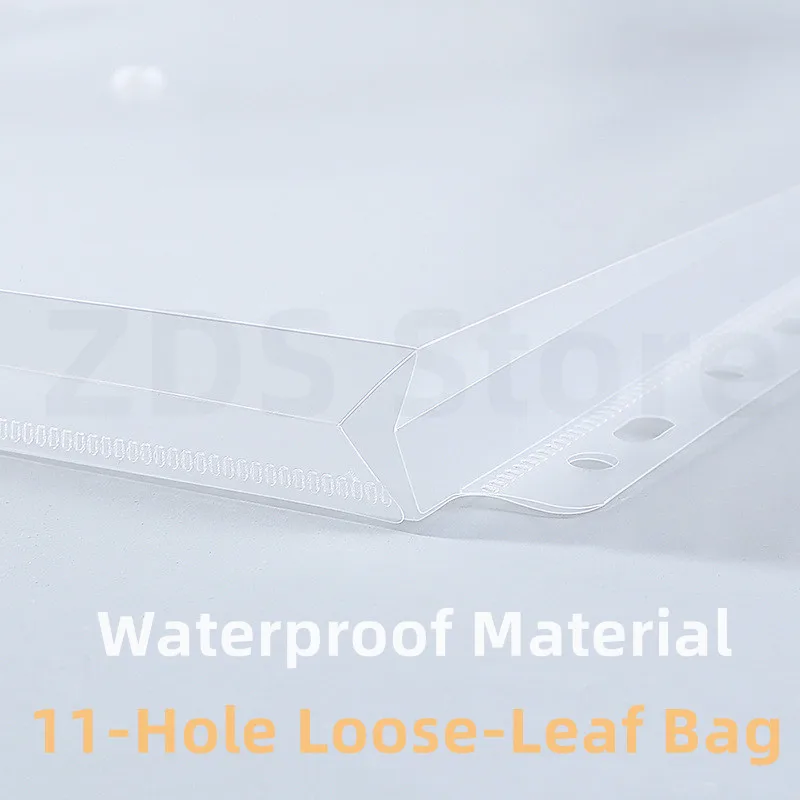 A4 10PCS Thick Frosted Waterproof 11-Hole Loose-Leaf Document Bag