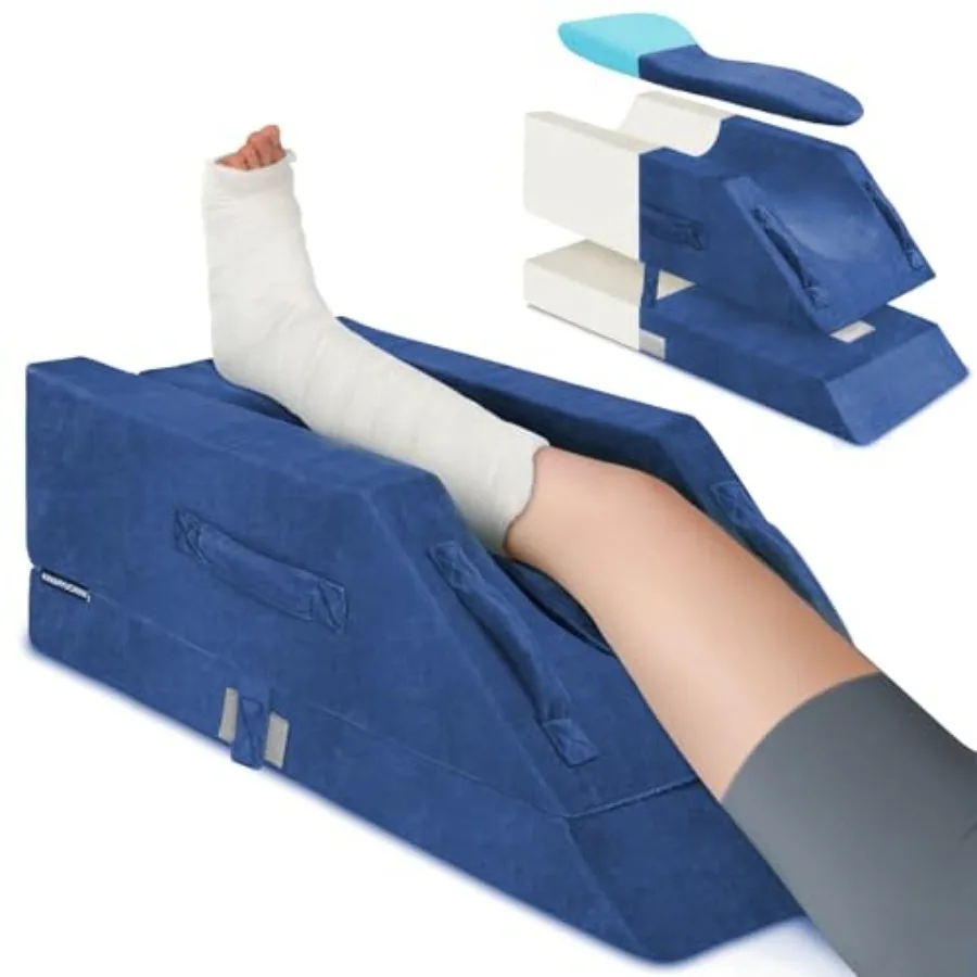

4-Height Adjustable Leg Elevation Pillows for After Surgery with Ergonomic Curve, Memory Foam Wedge Pillow for Legs Swelling, B
