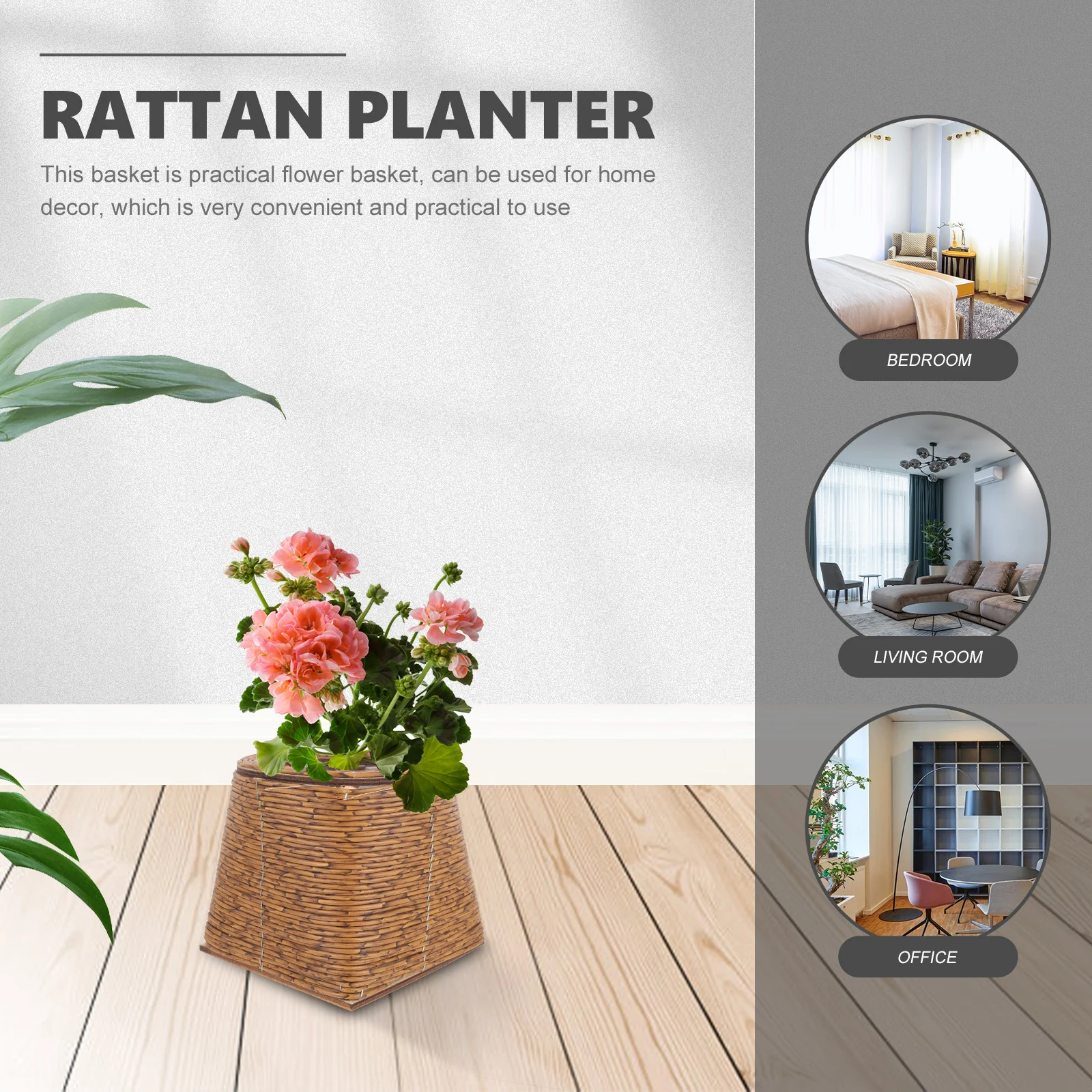 

Wicker Baskets Imitation Rattan Flower Pot Storage Small for Flowers Manual