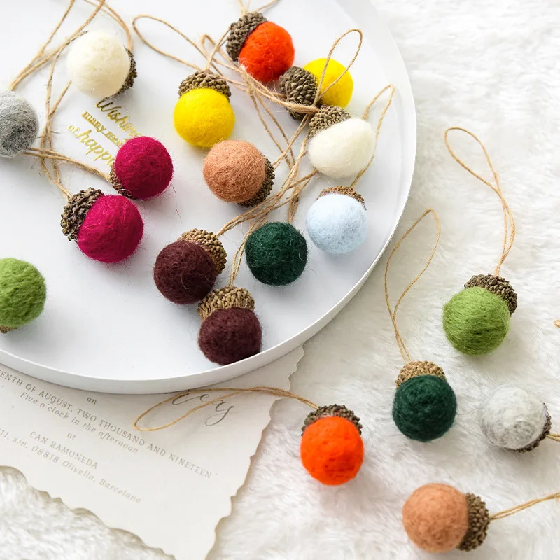 6PCS Christmas Ball Ornaments Colorful Round Wool Felt pom poms DIY Xmas Tree Hanging Pendant Material Crafts Christmas Decor