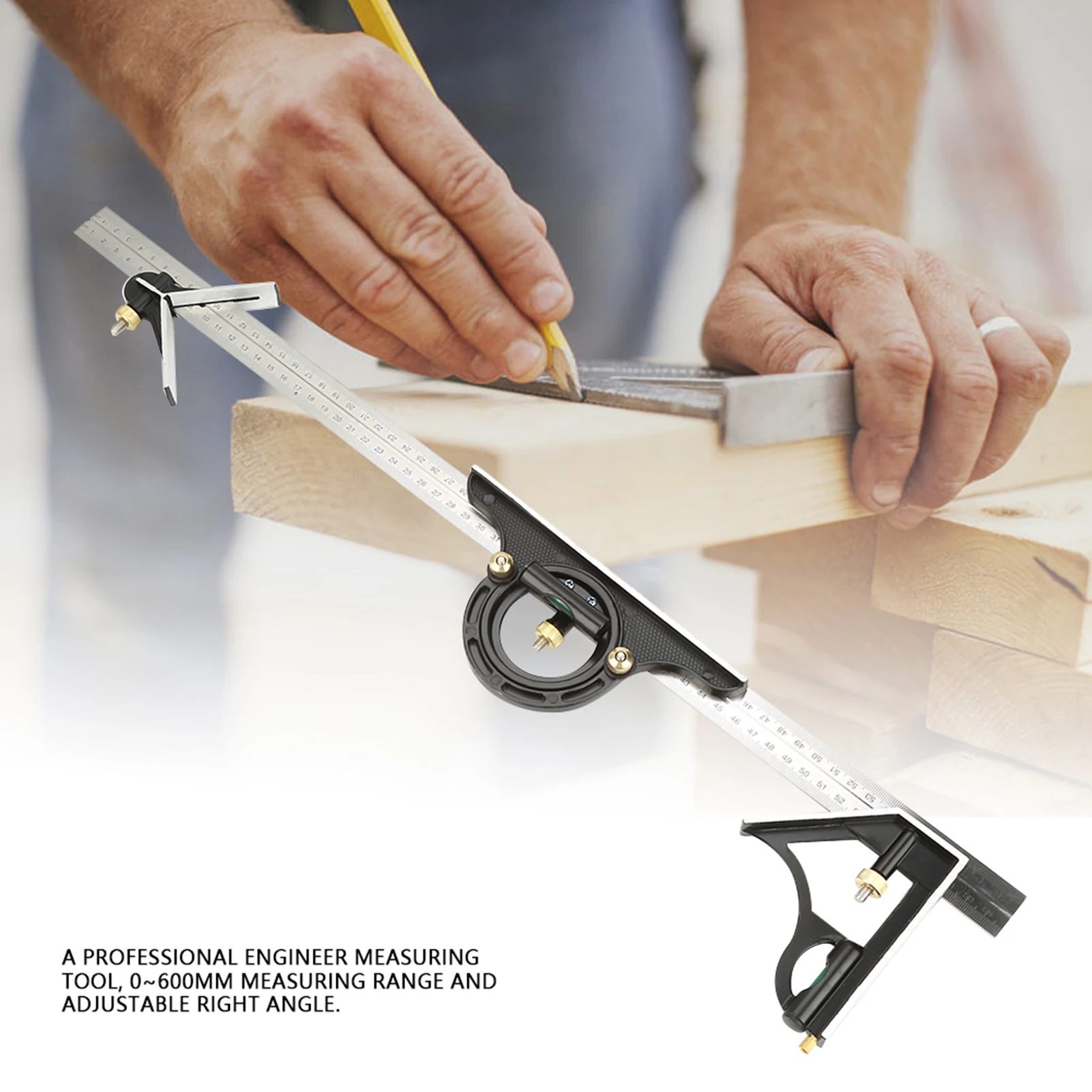 Metal Adjustable Combination  Right Angle Ruler Engineer Measuring Tool Combination  Adjustable Angle Ruler
