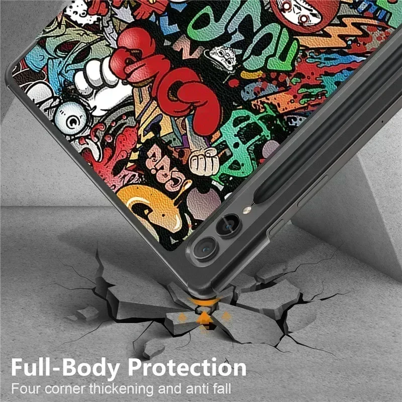 Casing cat kulit pintar, sarung HP 12.4 inci untuk Samsung Tab S9 FE Plus S9 Fe Plus