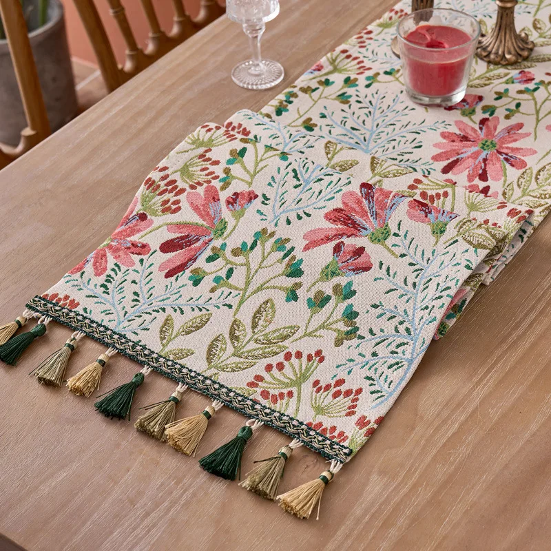 2026 New Year American Retro Table Runner Dining Table Long Decor Cloth TV Cabinet Dustproof Cover Cloth