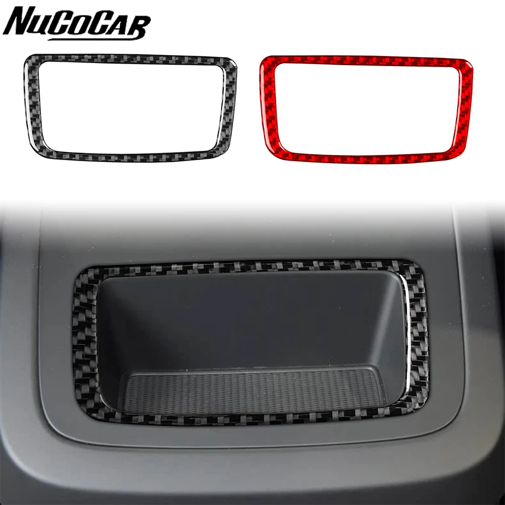 For Volvo XC60 2018-2025 Carbon Fiber Rear Storage Frame Panel Trim Cover Car Accessories Interior Decorative Sticker
