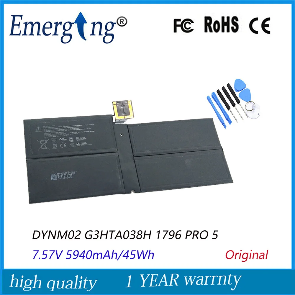 Original Novo Dynm02 Bateria para Microsoft Surface Pro 1796 1807 G3hta038h com Ferramentas 7.57v 45wh 5940mah