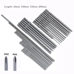 801 5mm Magnetic Round Shank Phillips Cross Head Screwdriver Bit Set Hand Tools Long 60mm PH00 PH1 PH2