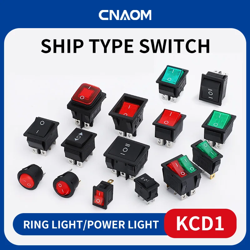 KCD1 2pin 3Pin 4Pin 6Pin tilting shipshape Snap-in ON/OFF Rocker Switch