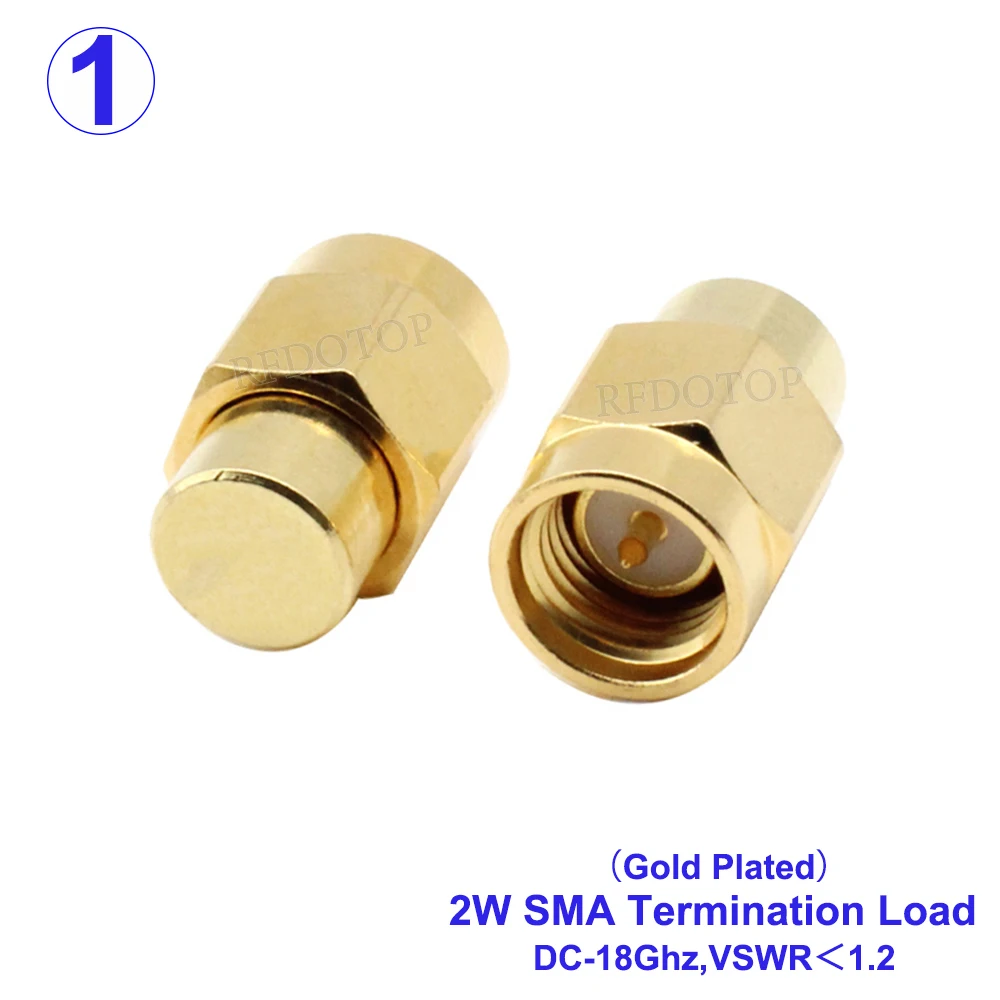 1Pcs 2W DC-18GHz SWR＜1.2 50 Ohm SMA Male Connector RF Coaxial Termination Dummy Load Socket Brass Straight Coaxial RF Adapters