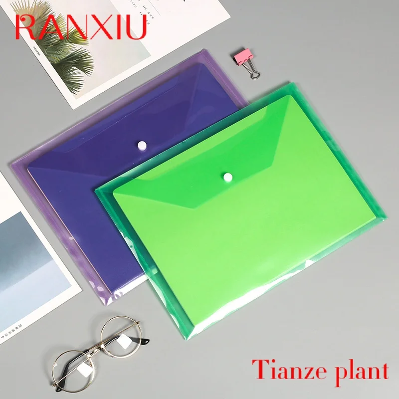 Grosir alat tulis kantor A4 Pvc penutup dokumen laporan ukuran transparan dengan jelas Bar geser Pink Flap Folder File plastik