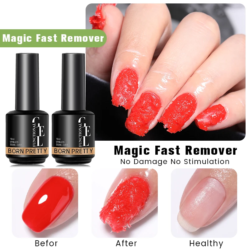 BORN PRETTY Magic Fast Remover Gel Nail Polish Burst Manicure Remover UV Soak Off Nail Art Clean Degreasr Semi-permanet Function