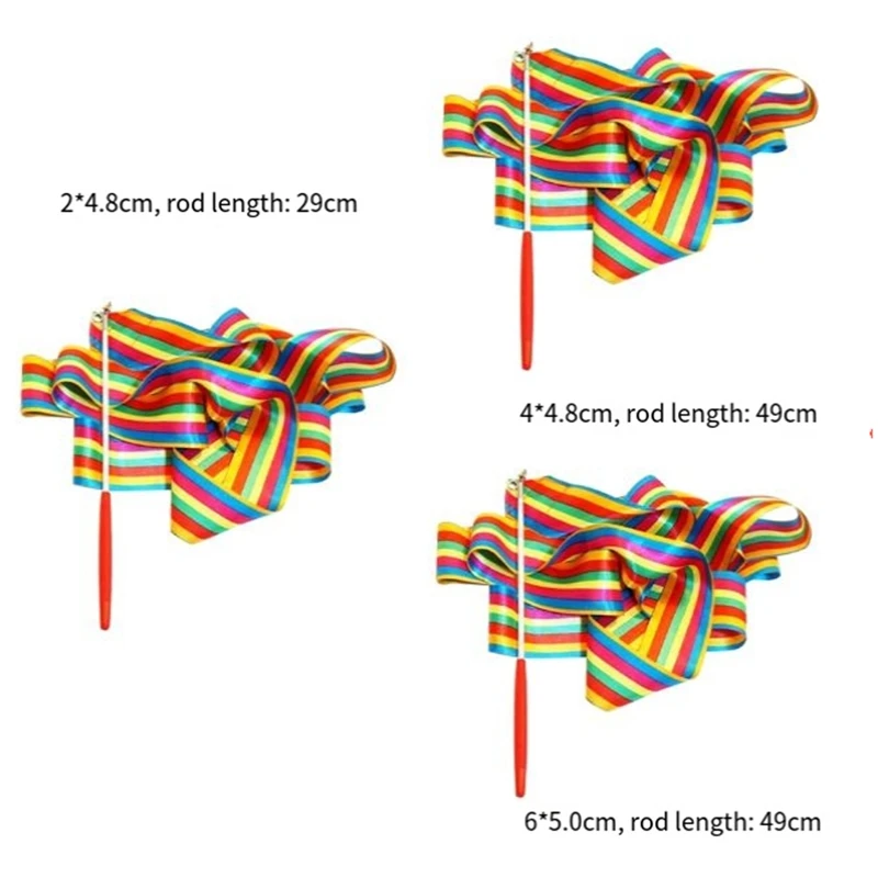 Ribbon Dance Rainbow Ribbon Children's Dance Gymnastics Rhythm Stick Colorful Gymnastics Ribbon Sporting Goods