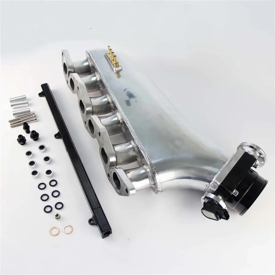 Racing Intake Manifold + Fuel Rail + 90mm Throttle Body W/ TPS For 1JZ-GTE