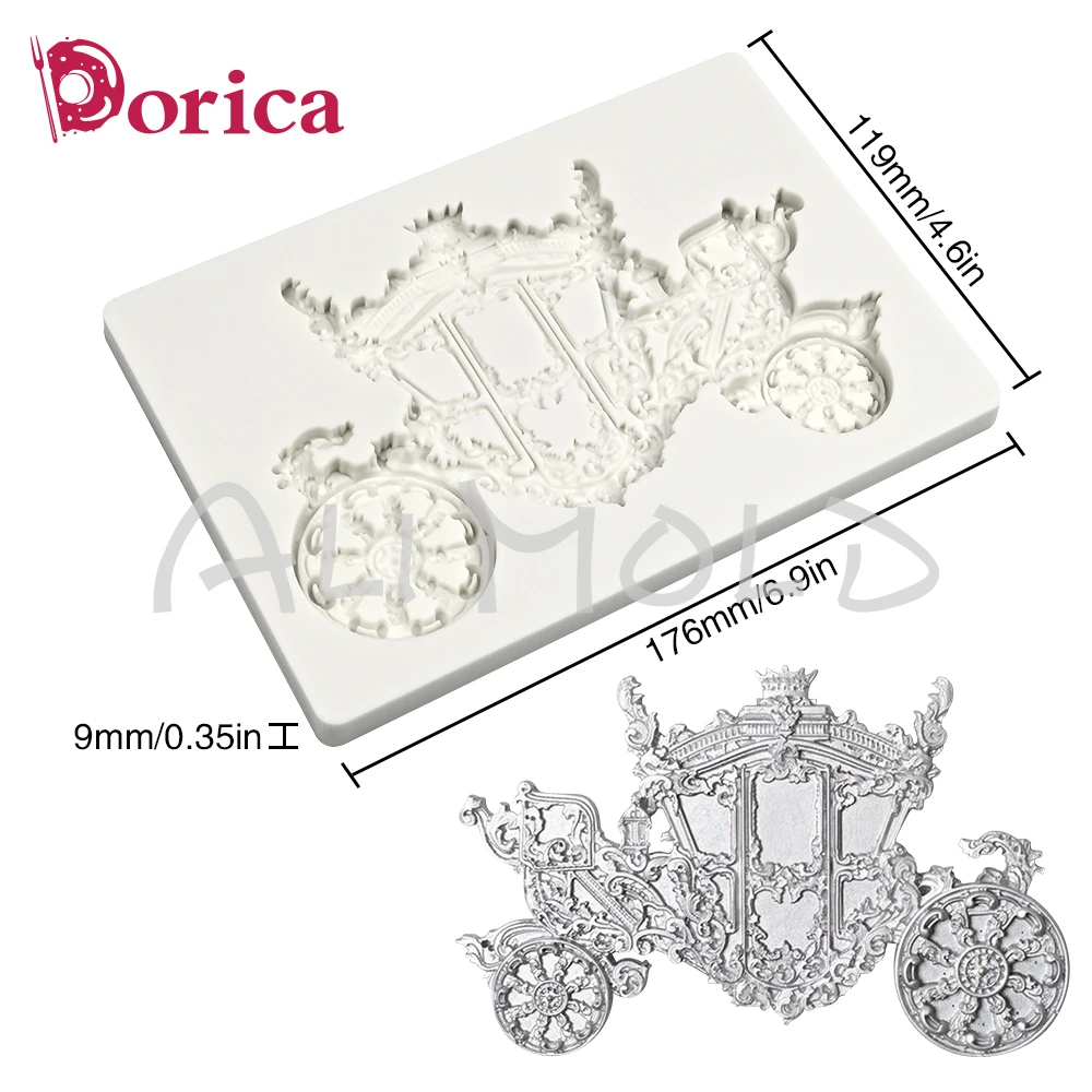 Royal Carriage Relief Silicone Mold Chocolate Fondant Mould DIY Resin Clay Making Model Cake Decorating Tools Kitchen Bakeware