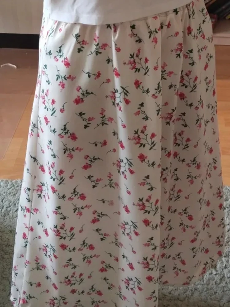 

Floral Midi Skirts Women Fairycore A-line Casual Temper Faldas Summer All-match Literary Girls Streetwear Fashion Tender Sweet