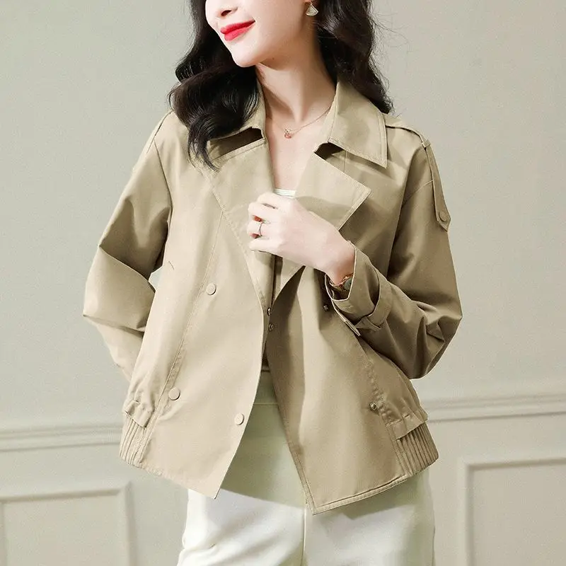 Fashion Women's Windbreaker Top 2026 New Spring Autumn Large Size Versatile Suit Collar Coat Thin Female Trench Coat Outerwear