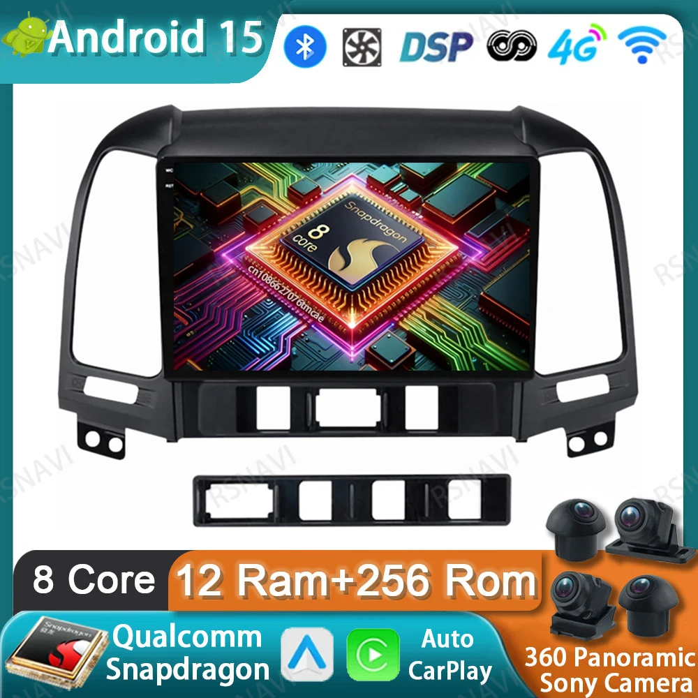 

Car Radio Android 15 For Hyundai Santa Fe 2 2006-2012 BT DVD Head Unit Qualcomm Navigation GPS Wireless Carplay Auto Stereo DSP