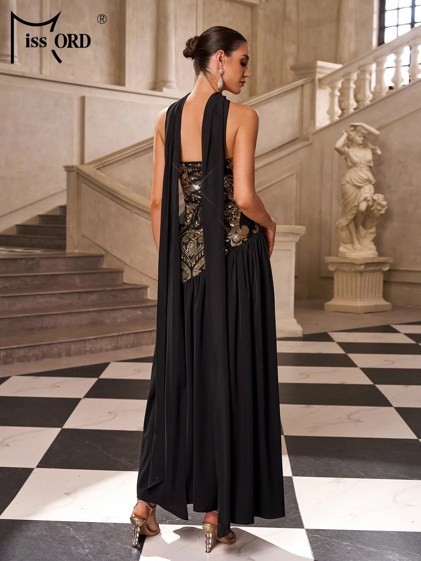 Missord 2026 Elegant Sequin Cocktail Gown Split Wedding Birthday Party Formal Occasion Graduation Church Maxi Dress