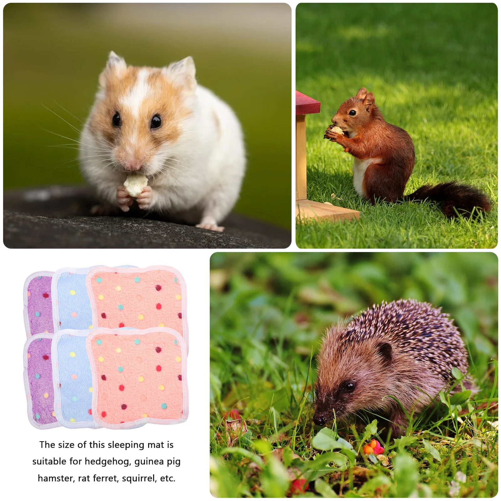 

6Pcs Pet Sleep Mats Coral Fleece Household Guinea Pig Mats Comfortable Hamster Cage Liners Compact Warm Hamster Pads Daily Use