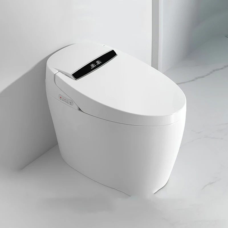 Smart Bathroom Toilet with Auto Flush Heated Seat Warm Air Drying and Foot Sensor for P-trap and S-trap Drainage Patterns