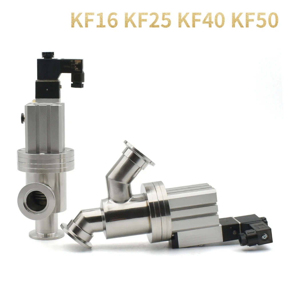 

KF16 KF25 KF40 KF50 SS304 Stainless Steel L-type Y-shaped Vacuum Pneumatic Angle 24/220V Vacuum Flange Gas Safety Baffle Valve