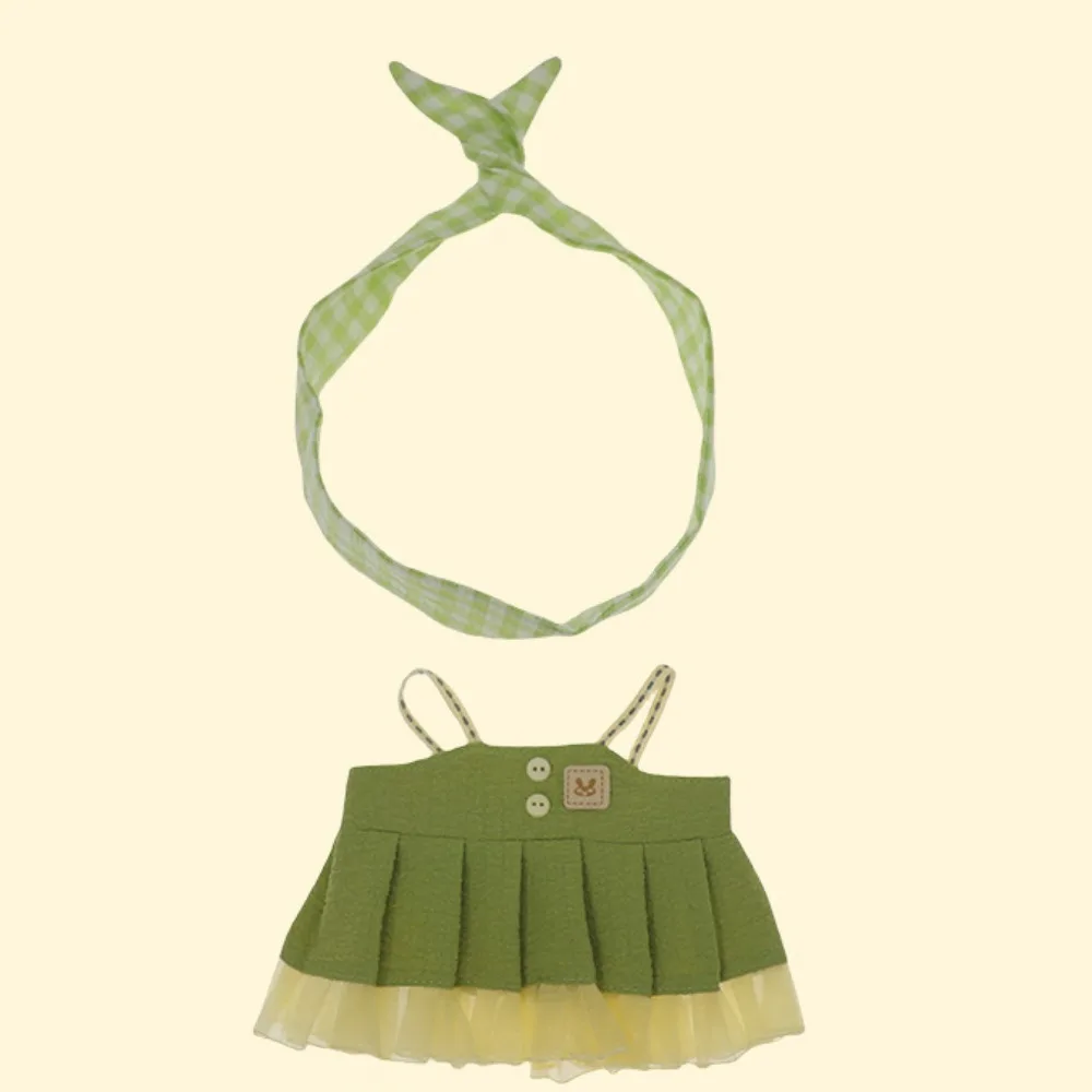 Trägerkleid 20 cm Baumwolle Puppenkleidung Rock Outfit Baumwolle Puppenkleid Schleife Haarband Mini Puppenkleidung Kindergeschenk