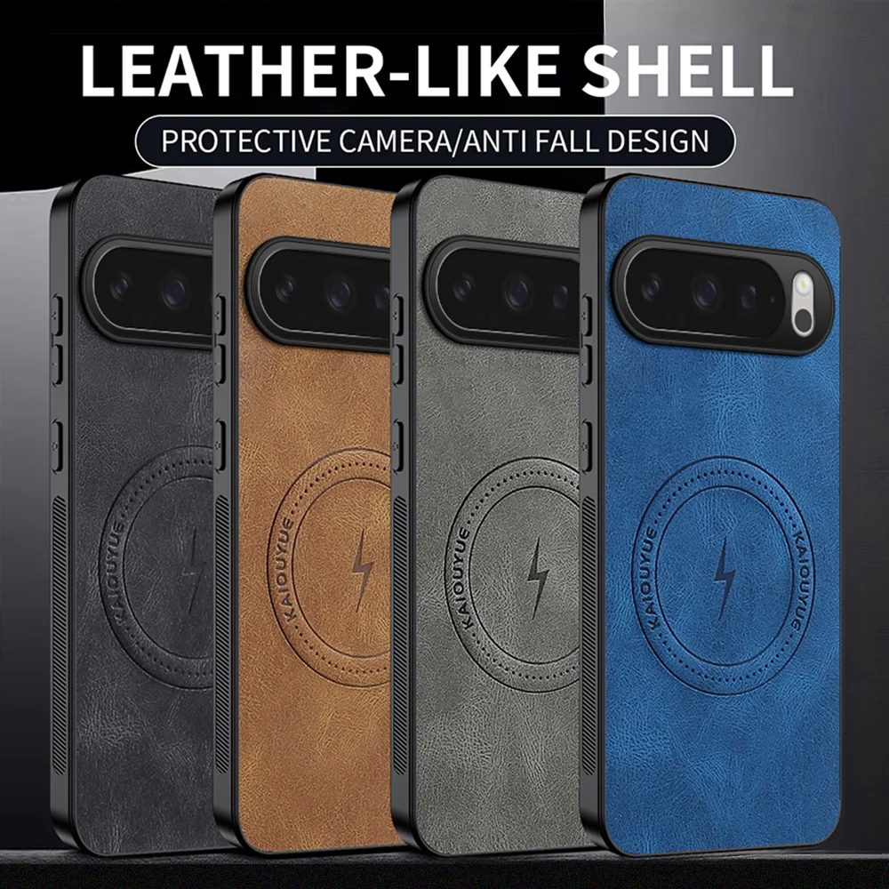Luxuriöse klassische Leder-Magnet-Handyhülle für Google Pixel 10 9 Pro XL 9A 8A 8 7 7A 6 6A für Magsafe Wireless Charging Cover