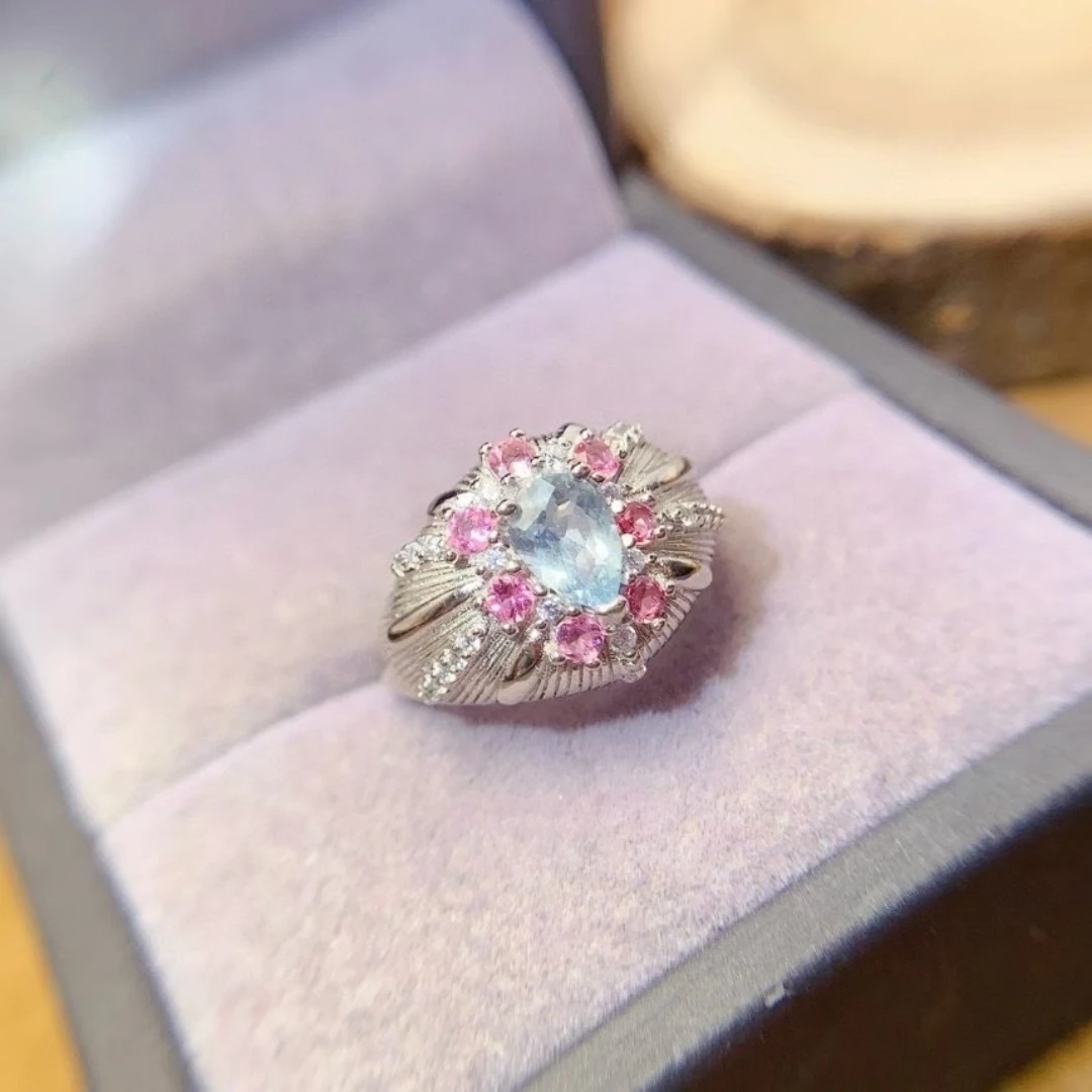 

KJJEAXCMY High End Women's Ring Natural Sapphire S925 Silver with Electroplating Boasting High Clarity Full Brilliance Gift