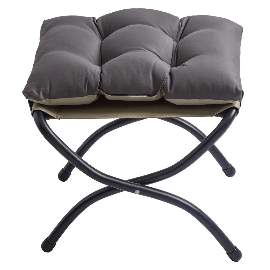 

Foldable Foot Stool Ottoman with Metal Frame Washable Dark Grey Upholstered Indoor Outdoor Footrest for Living Room, Bedroom, Pa