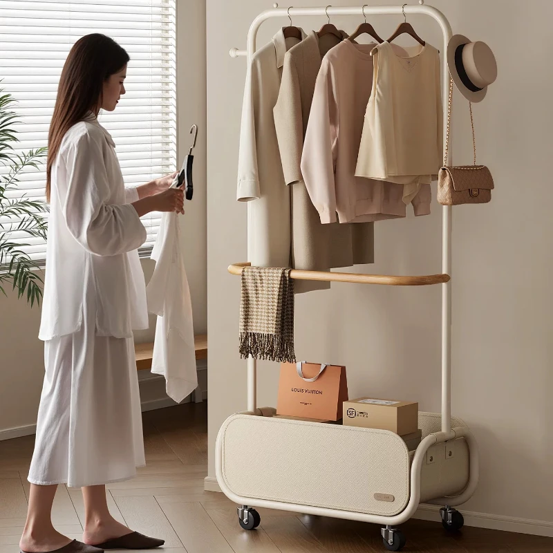 Rolling Garment Rack With Wheels Clothes Hanging Rack Storage Hooks Modern Clothing Organizer For Bedroom Entryway Furniture