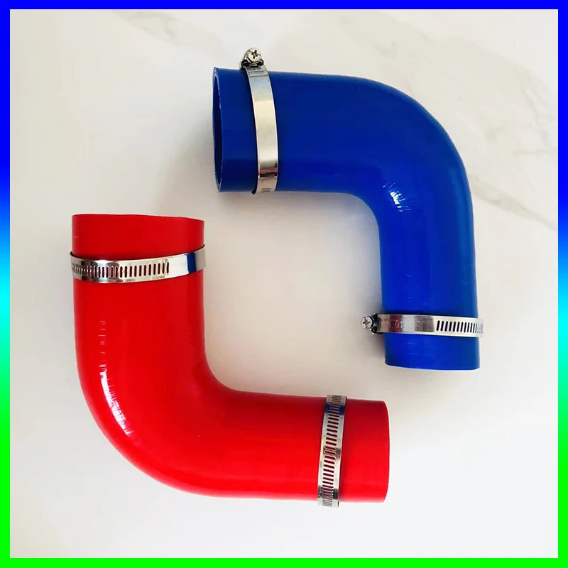 90 Degree Reducer Silicone Flexible Hose Variable Diameter Silicone Flexible Hose for Air Intake High Pressure with 2 Clamp