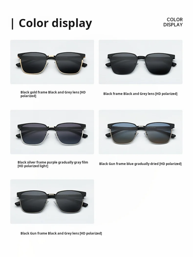 Neue polarisierte Sonnenbrille für Herren, modisch, UV400-beständig, Sonnenbrille zum Fahren, Angeln, individuell verschreibungspflichtig, Damen 8619 – Detail 6