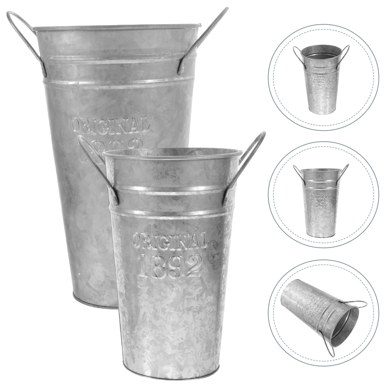 

2pcs Iron Retro Flower Bucket Vase For Home Balcony Garden Decorative Plant Pot Metal Succulent Container Household Flower