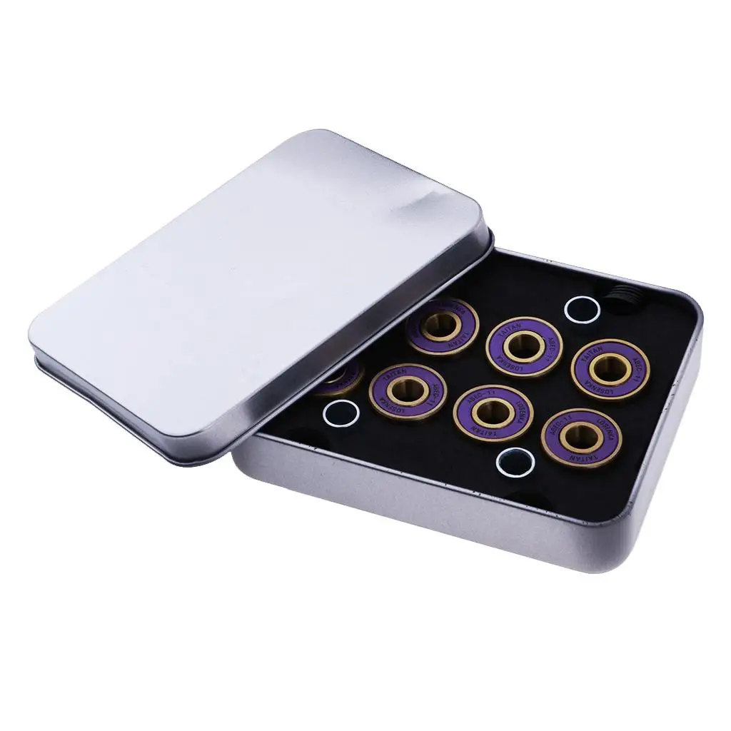 Wear Resistant Titanium Bearings Kit for Skateboard Longboard Roller Skates Easy Cleaning with Spacers Storage Box