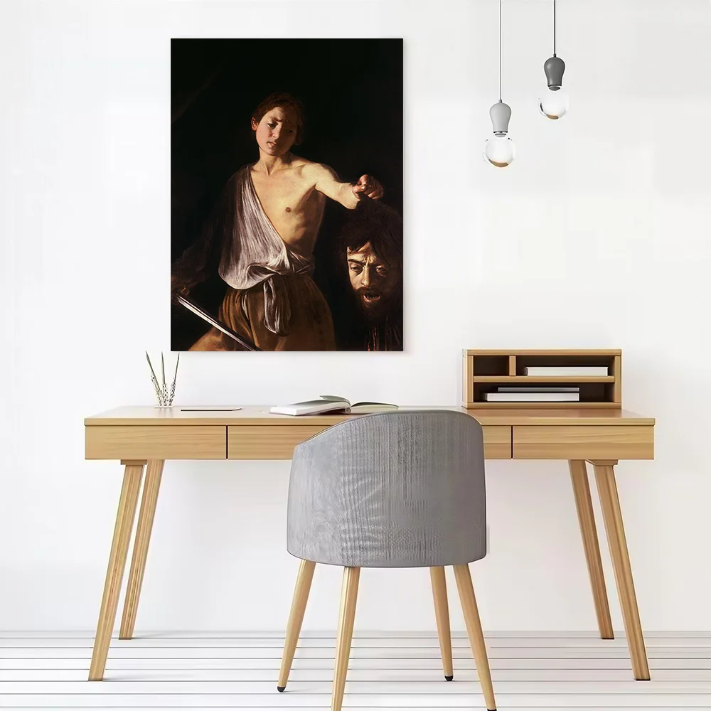 David With the Head of Goliath Painting Printed Canvas Poster Personalized High Quality Wall Art Paintings for Vintage Decor